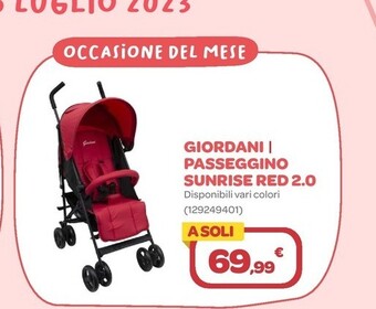 Offerta per Giordani Passeggino Sunrise Red 2.0 a 69,99€ in Bimbo Store