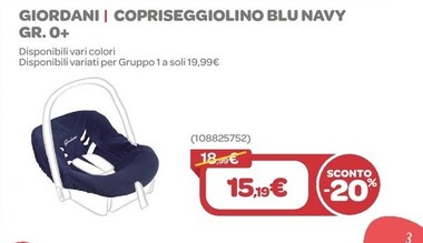 Offerta per Giordani Copriseggiolino Blu Navy Gr. 0+ a 15,19€ in Bimbo Store