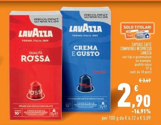 Offerta per Lavazza Capsule Caffe Compatibili Nespresso a 2,9€ in Conad City