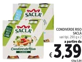 Offerta per Saclà Condiverde Riso a 3,39€ in Spazio Conad