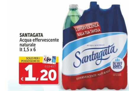 Offerta per Santagata Acqua Effervescente Naturale a 1,2€ in Carrefour Express