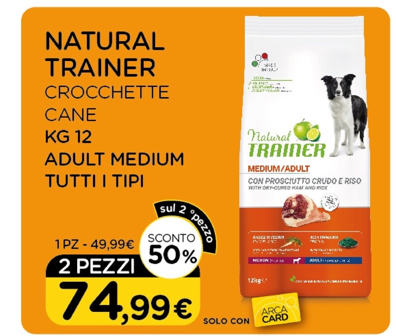 Offerta per Natural Trainer Crocchette Cane Kg 12 Adult Medium Tutti I Tipi a 49,99€ in Arcaplanet