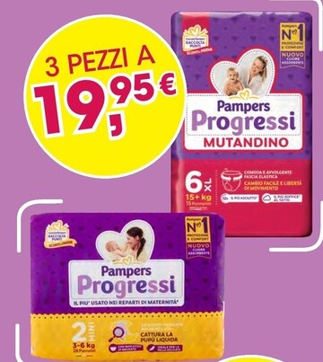 Offerta per Pampers Progressi 3 pezzi a 19,95€ in Tigotà