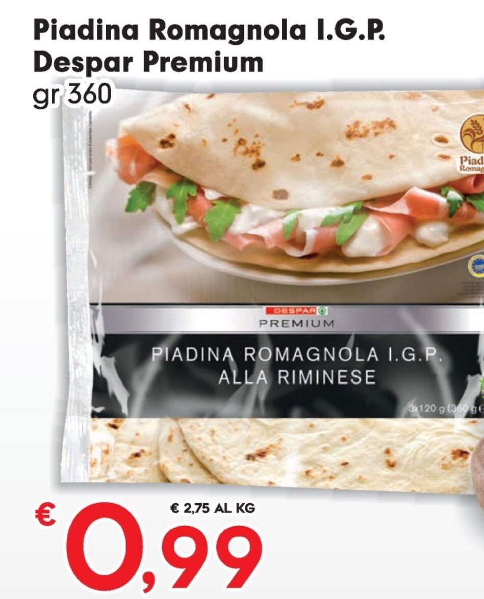 Offerta per Despar Premium Piadina Romagnola I.G.P. a 0,99€ in Despar