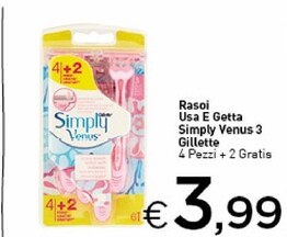 Offerta per Gillette Simply Venus 3 Rasoi Usa E Getta a 3,99€ in Crai