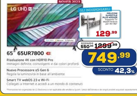 Offerta per LG 65" 65UR7800 a 749,99€ in Euronics