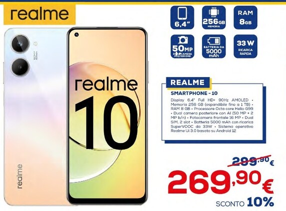 Offerta per Realme Smartphone - 10 a 269,9€ in Euronics