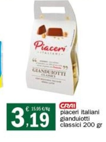 Offerta per Crai Piaceri Italiani Gianduiotti Classici a 3,19€ in Crai