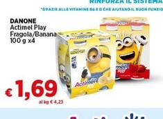 Offerta per Danone Actimel Play Fragola / Banana x4 a 1,69€ in Coop