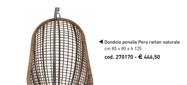 Offerta per Dondolo Pensile Pera Rattan Naturale Cod. 270170 a 446,5€ in Primo Shop
