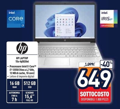 Offerta per HP Laptop 15S-FQ5028NL a 649€ in Unieuro