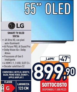 Offerta per LG Smart Tv Oled 55CS6 a 899,9€ in Unieuro