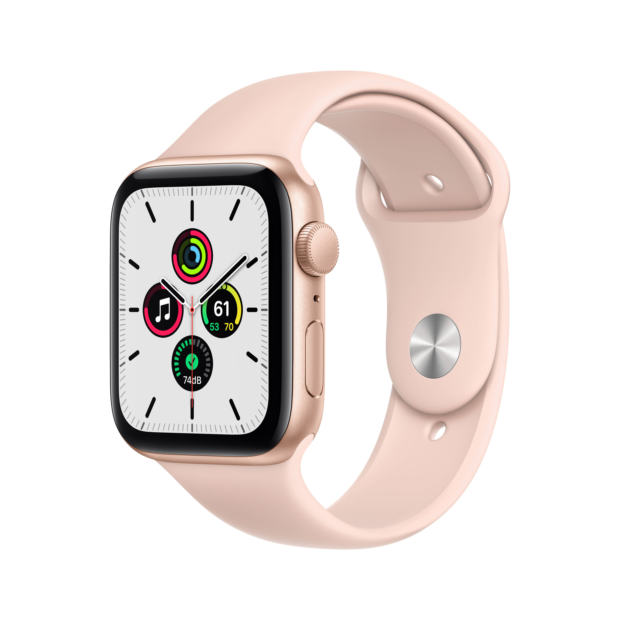 Offerta per Apple Watch SE GPS, 44mm In Alluminio Oro Con Cinturino Sport Rosa Sabbia a 289€ in Unieuro