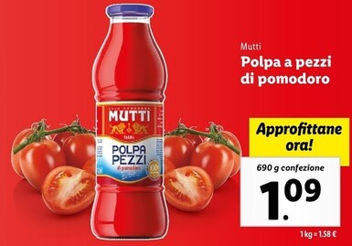 Offerta per Mutti Polpa A Pezzi Di Pomodoro a 1,09€ in Lidl
