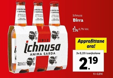 Offerta per Ichnusa Birra a 2,19€ in Lidl