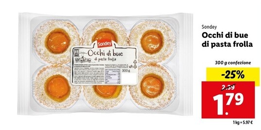 Offerta per Sondey Occhi Di Bue Di Pasta Frolla a 1,79€ in Lidl