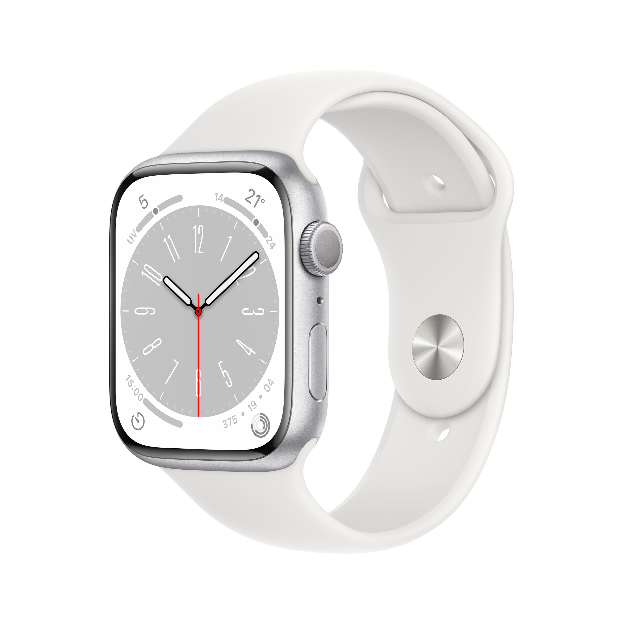 Offerta per Apple Watch Series 8 GPS 41mm Cassa In Alluminio Color Argento Con Cinturino Sport Band Bianco - Regular a 429,99€ in Euronics