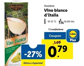 Offerta per Vesoletto - Vino Bianco D'italia a 0,79€ in Lidl