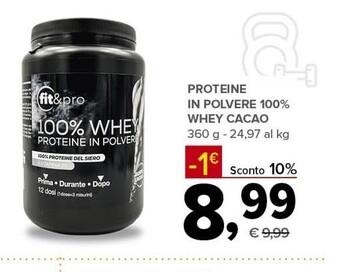 Offerta per Fit&Pro - Proteine In Polvere 100 % Whey Cacao a 8,99€ in Todis