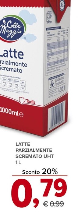 Offerta per Colle maggio Latte Parzialmente Scremato Uht a 0,79€ in Todis