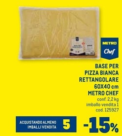 Offerta per Metro chef Base Per Pizza Bianca Rettangolare in Metro