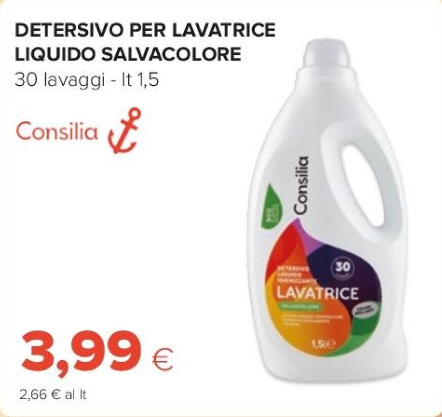 Offerta per Consilia Detersivo Per Lavatrice Liquido Salvacolore a 3,99€ in Tigre Amico