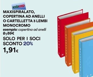 Offerta per Maxispiralato, Copertina Ad Anelli O Cartelletta 3 Lembi Monocromo a 1,91€ in Ipercoop