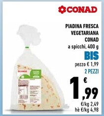 Offerta per Conad Piadina Fresca Vegetariana a 1,99€ in Conad City