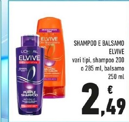 Offerta per L'oreal Paris Shampoo E Balsamo Elvive a 2,49€ in Conad City