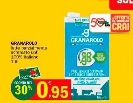 Offerta per Granarolo Latte Parzialmente Scremato UHT 100% Italiano a 0,95€ in Punto Fresco Supermercati