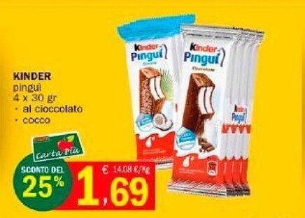 Offerta per Kinder Pingui Al Cioccolato a 1,69€ in Punto Fresco Supermercati