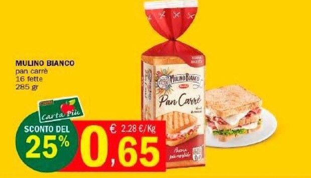 Offerta per Mulino Bianco Pan Carrè 16 Fette a 0,65€ in Punto Fresco Supermercati