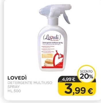 Offerta per Lovedi Detergente Multiuso Spray Ml.500 a 3,99€ in Arcaplanet