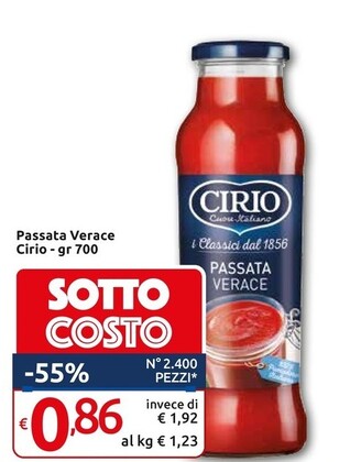 Offerta per Cirio Passata Verace a 0,86€ in Carrefour Market Superstore