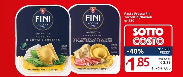 Offerta per Fini Modena Pasta Fresca Tortellini / Ravioli a 1,85€ in Carrefour Market Superstore