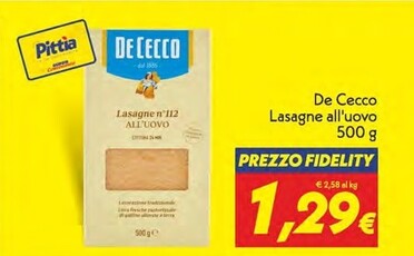 Offerta per De Cecco Lasagne All'Uovo a 1,29€ in Iper Super Conveniente