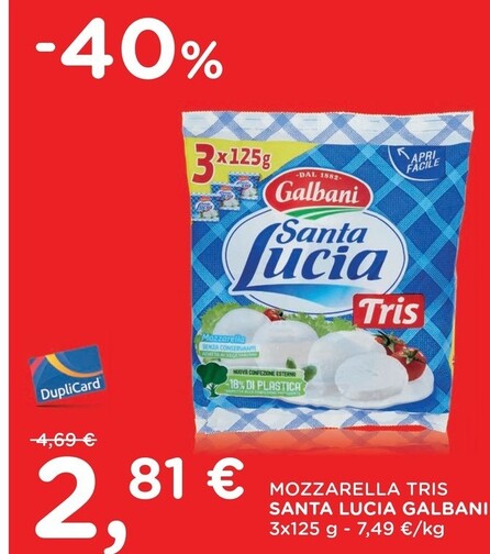 Offerta per Galbani Mozzarella Tris Santa Lucia a 2,81€ in Poli