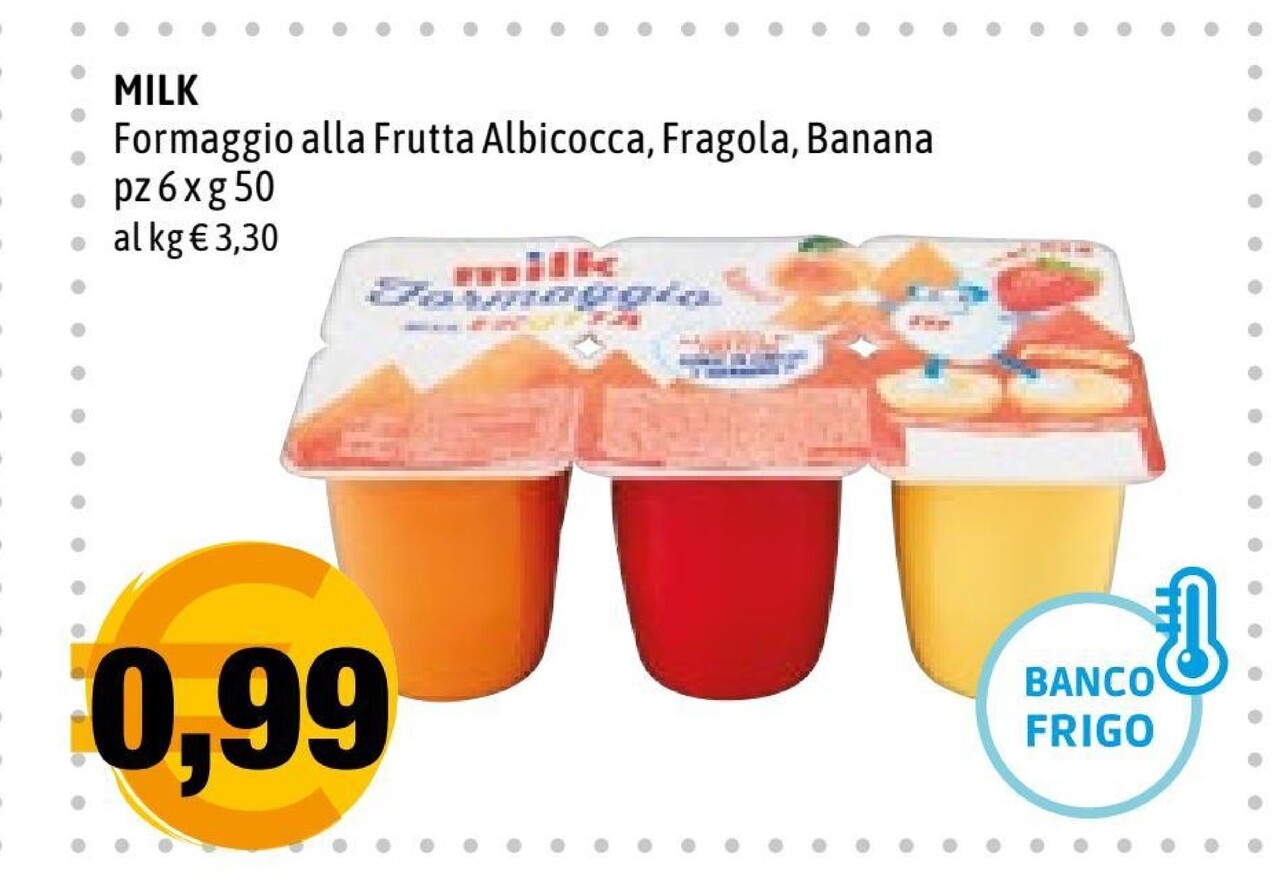 Offerta per Milk Formaggio Alla Frutta Albicocca a 0,99€ in Hurrà Discount