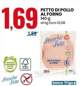 Offerta per Fresche Fette Petto Di Pollo Al Forno a 1,69€ in Eurospin