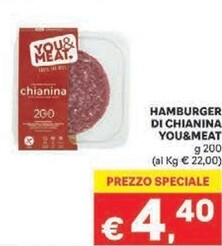 Offerta per You & meat Hamburger Di Chianina a 4,4€ in Meta'