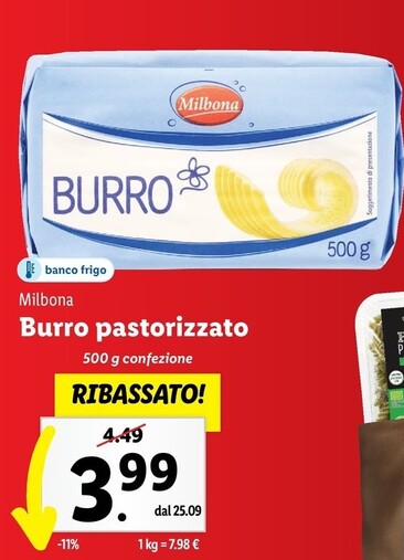 Offerta per Milbona Burro Pastorizzato a 3,99€ in Lidl