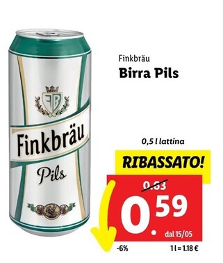 Offerta per Finkbrau Birra Pils a 0,59€ in Lidl