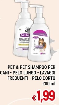 Offerta per Pet & Pet Shampoo Per Cani/Pelo Lungo/Lavaggi Frequenti/Pelo Corto a 1,99€ in Galassia