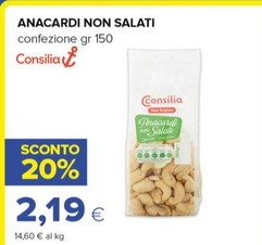Offerta per Consilia - Anacardi Non Salati a 2,19€ in Oasi