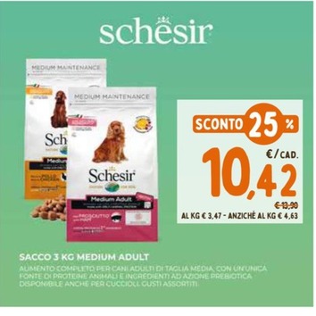 Offerta per Schesir - Sacco 3 Kg Medium Adult a 10,42€ in Pet Store Conad
