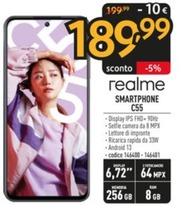 Offerta per Realme - C55 17,1 cm (6.72") Doppia SIM Android 13 4G USB tipo-C 8 GB 256 GB 5000 mAh Oro a 189,99€ in Sinergy