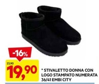 Offerta per Stivaletto Donna Con Logo Stampato Numerata 36/41 Embi City a 19,9€ in Dpiu
