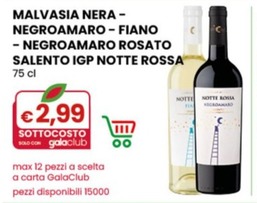 Offerta per Malvasia Nera - Negroamaro - Fiano - Negroamaro Rosato Salento Igp Notte Rossa a 2,99€ in Gala