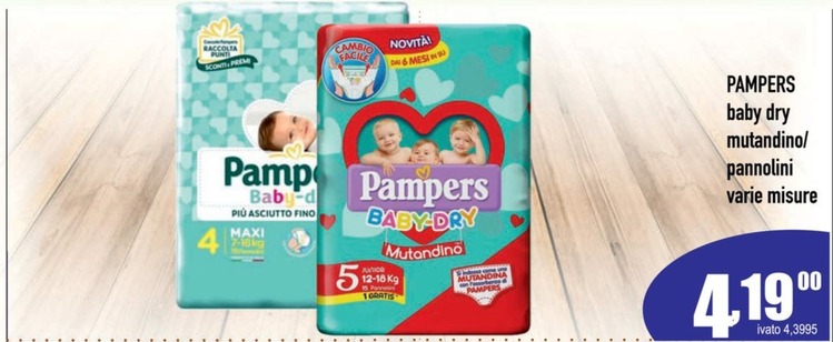 Offerta per Pampers - Baby Dry Mutandino a 4,19€ in Del Prete Alimentari
