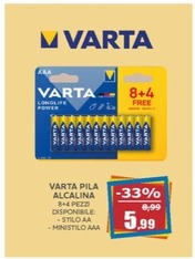 Offerta per Varta - Pila Alcalina a 5,99€ in Happy Casa Store